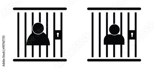 Jail icon vector isolated on white background, logo concept of Jail sign on transparent background, black filled symbol
