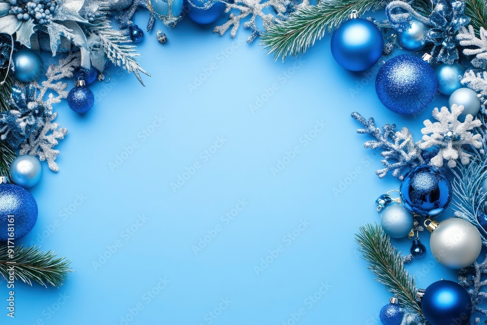 bright blue christmas decoration background, ai bright blue christmas decoration background, ai