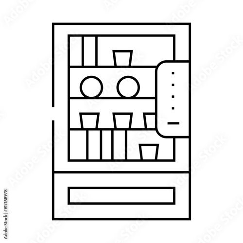 vending machine with food and drinks in canteen line icon vector. vending machine with food and drinks in canteen sign. isolated contour symbol black illustration