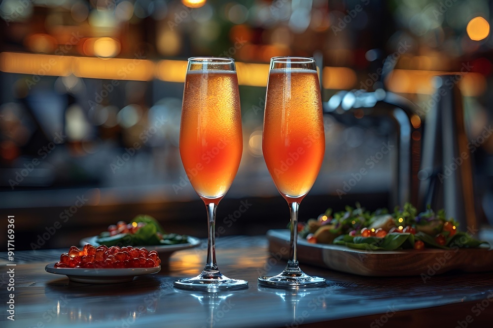 two glasses of liquid on a table. two glasses of liquid on a table.