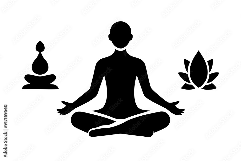 Meditation Practices vector silhouette on white background