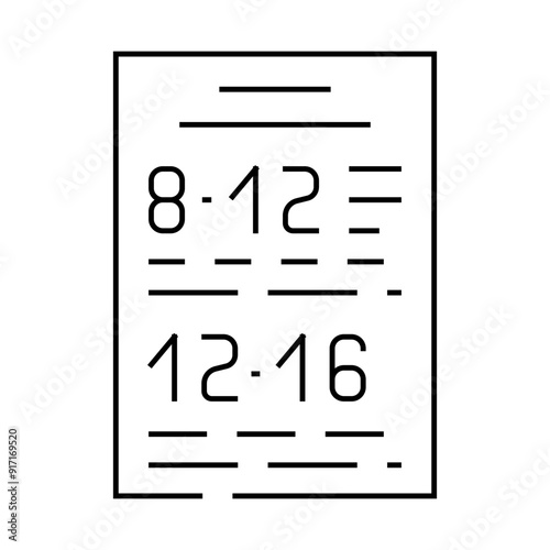 schedule of canteen work line icon vector. schedule of canteen work sign. isolated contour symbol black illustration