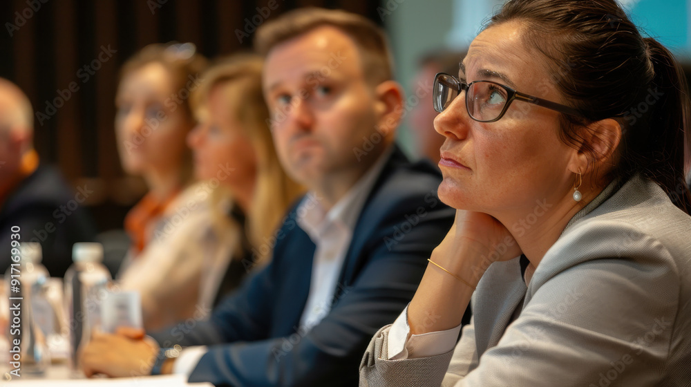 Focused discussion among business leaders at a seminar Focused discussion among business leaders at a seminar