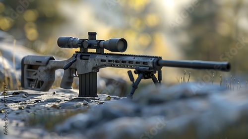 Sniper rifle on the ground