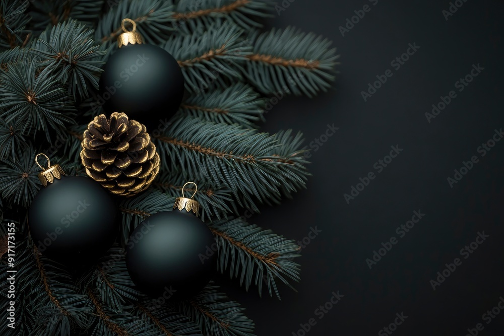 dark christmas decoration background with copy space as greetings card, ai dark christmas decoration background with copy space as greetings card, ai