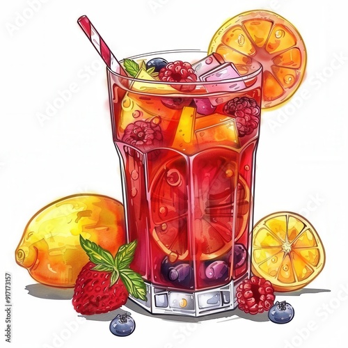 Vibrant Fruit Punch. Refreshing Summer Beverage photo