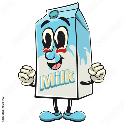 character of a cute milk box cartoon vector isolated clip art mascot illustration be healthy and strong enough to become a champion, work of hand drawn