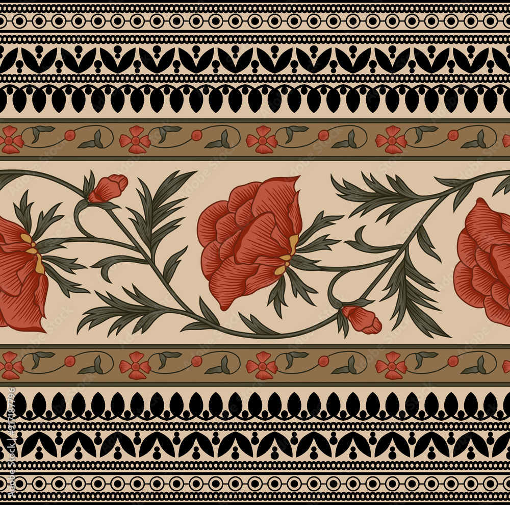 pattern with flowers seamless beautiful wallpaper cards all over design floral leaf vintage ornament Victorian ethnic print