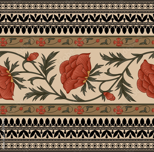 Obraz na płótnie pattern with flowers seamless beautiful wallpaper cards all over design floral leaf vintage ornament Victorian ethnic print w salonie