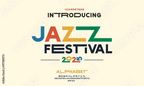 JAZZ Font Uppercase and Number. Fashion minimal alphabet, elegant typeface. Bold high letters for luxury logo and headline. Typography modern sans fonts regular decorative vintage. vector illustration