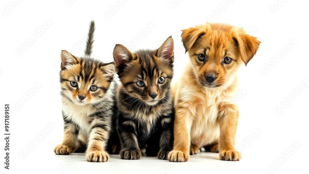 Two Kittens and a Puppy: Adorable Pets Pose Together on a White Background. Animal Friendship, Cutest Friends Concept. Adorable Pets & Unlikely Friends
Two Kittens and a Puppy: Adorable Pets Pose Together on a White Background. Animal Friendship, Cutest Friends Concept. Adorable Pets & Unlikely Friends