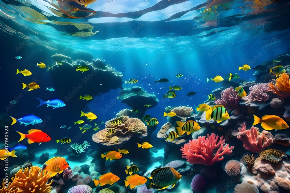 Naklejka premium view of nature from under the water