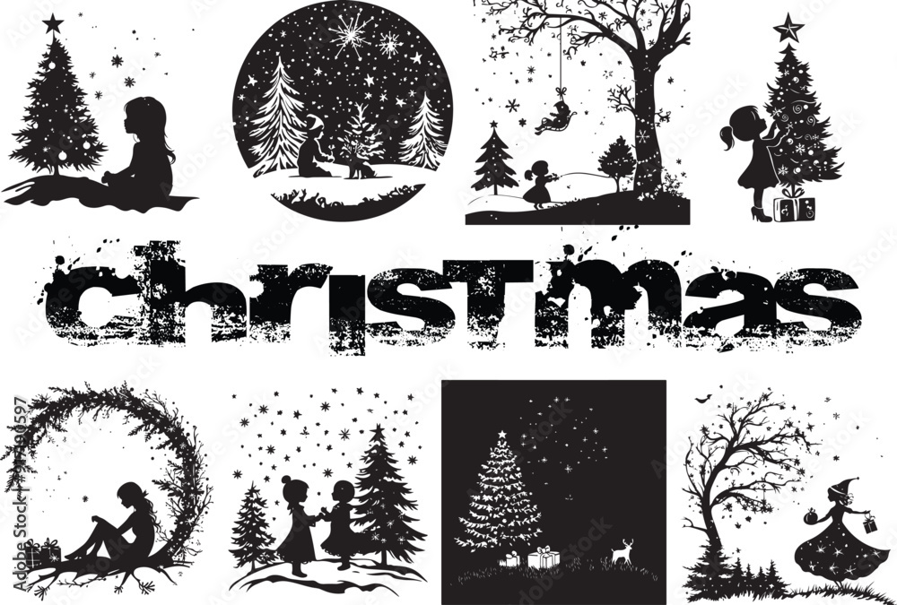 Fototapeta premium Christmas silhouettes