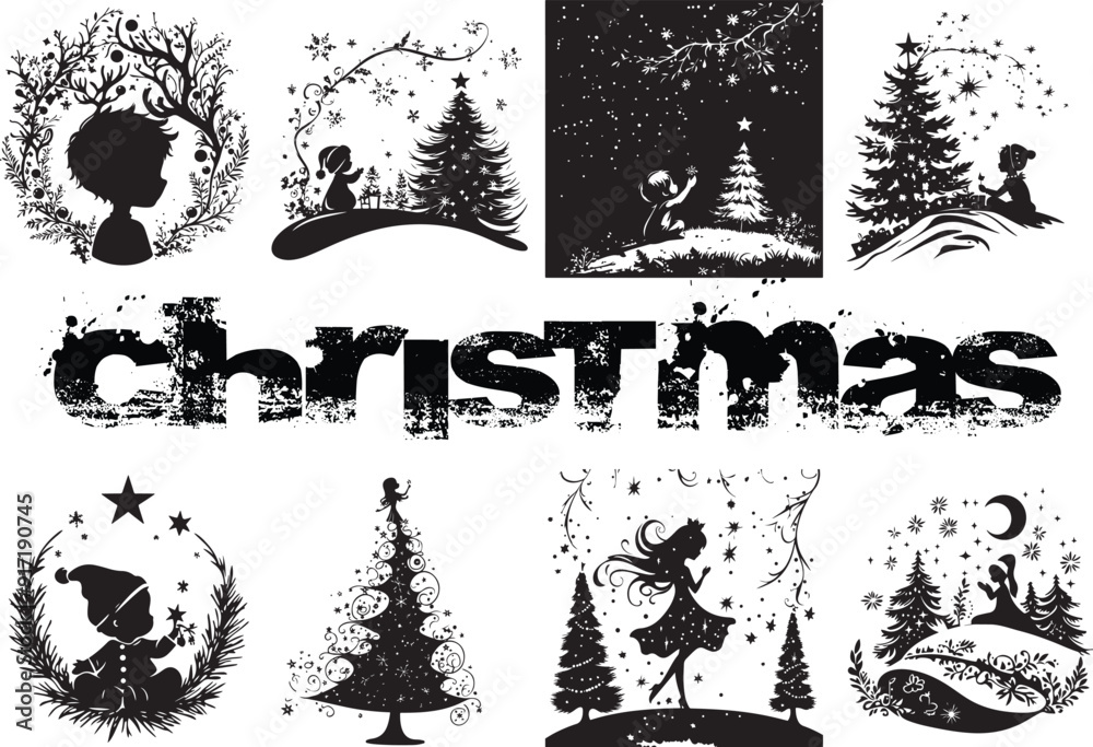 Obraz premium Christmas silhouettes