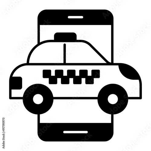 Order a Taxi from a Smartphone. black fill icon photo