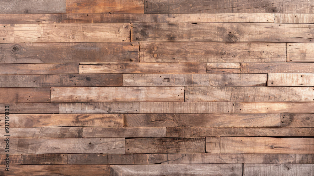 A rustic wooden wall made of varying sizes of reclaimed planks, showcasing a natural and textured design ideal for backgrounds.