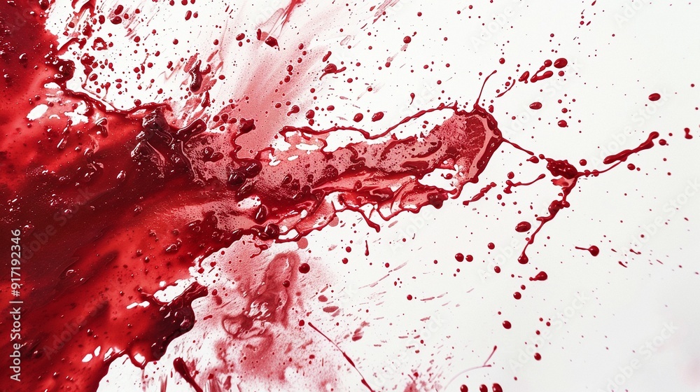 White background with isolated red blood splatters. White background with isolated red blood splatters.