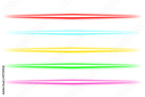 Glowing neon tube lights on white. Abstract lights lines on transparent background. Luminous neon lines isolated on PNG background