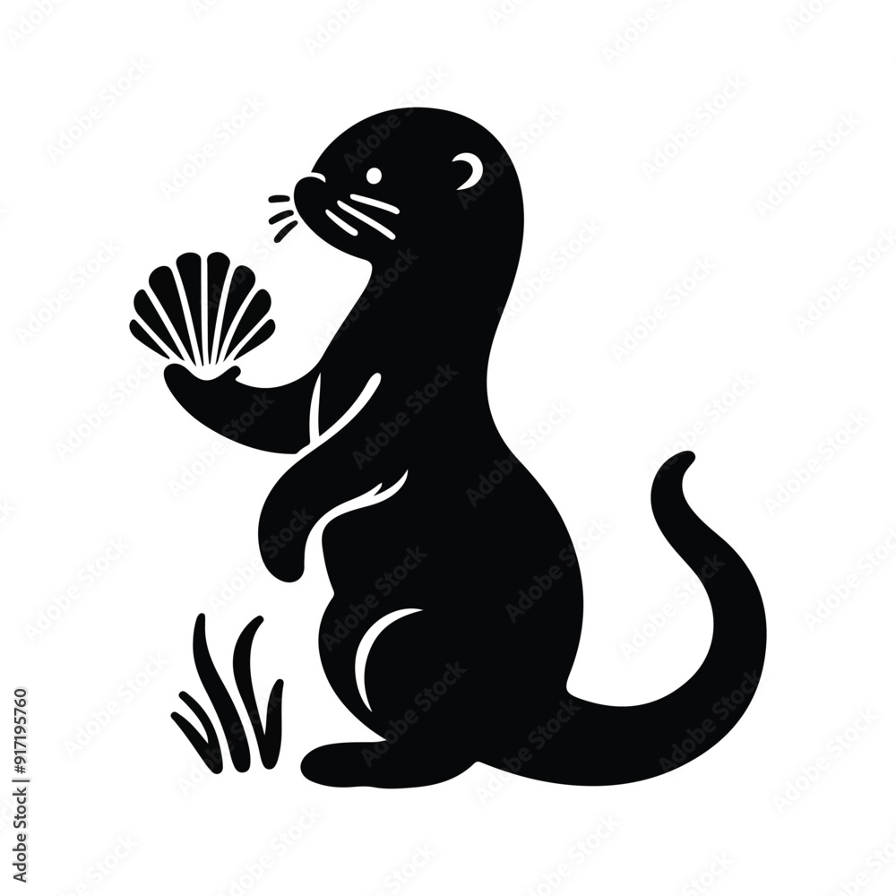 Otter silhouette vector mamal wild animal black and white sketch. Otter silhouette vector mamal wild animal black and white sketch.