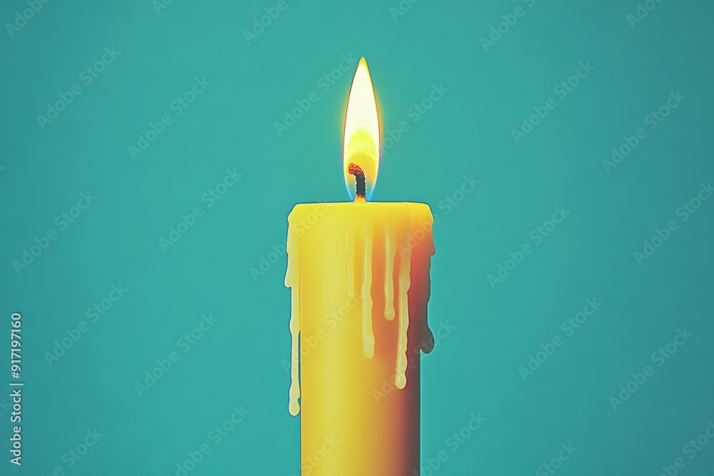 Individual focusing on a single candle flame, consciousness, attention, introspection, copy space