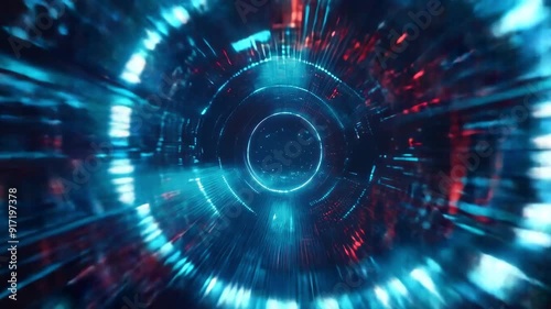 Wallpaper Mural Futuristic abstract tunnel with glowing lights, representing speed and technology in a vibrant digital landscape. Torontodigital.ca