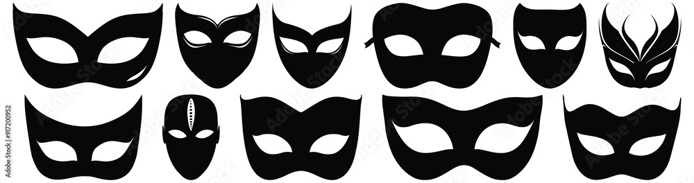 Mask silhouette set vector design big pack of face illustration and icon Mask silhouette set vector design big pack of face illustration and icon