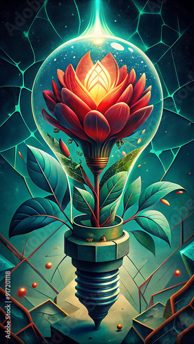 light bulb and flower