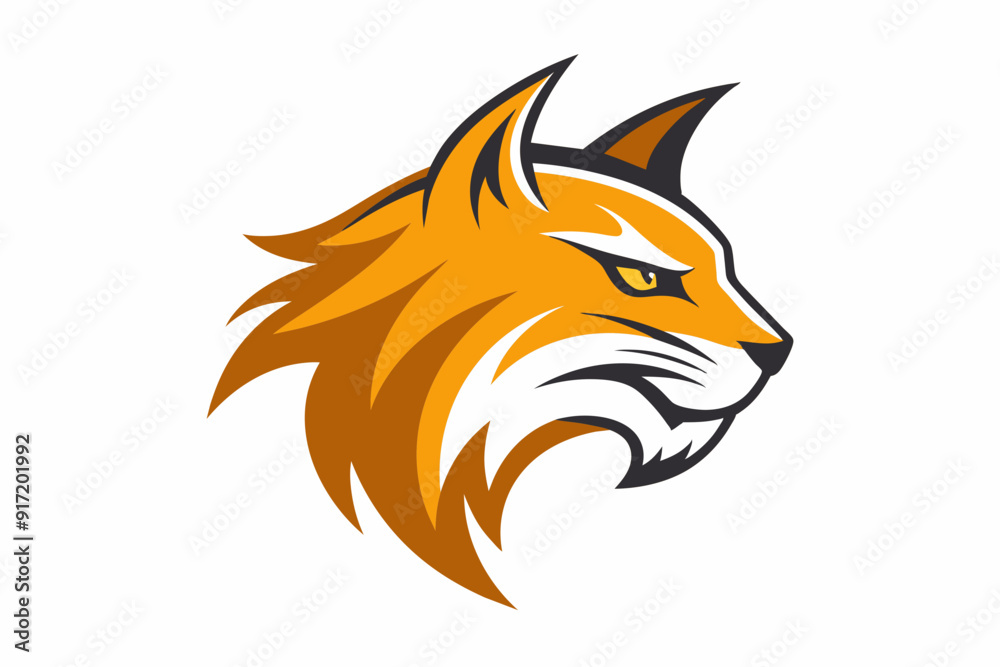 Vector design of a bobcat logo side on white background Vector design of a bobcat logo side on white background