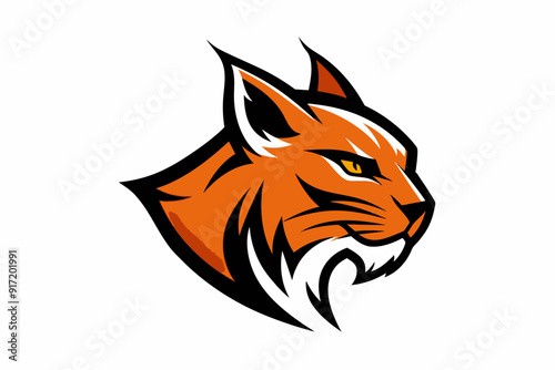 Fotografi Vector design of ‍a bobcat logo side on white background