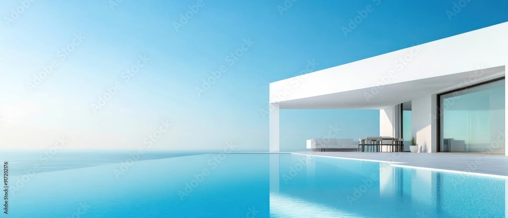 Modern White House with Infinity Pool Overlooking Ocean Modern White House with Infinity Pool Overlooking Ocean