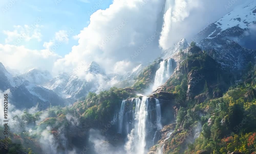 Beautiful waterfall landscape in the morning Beautiful waterfall landscape in the morning