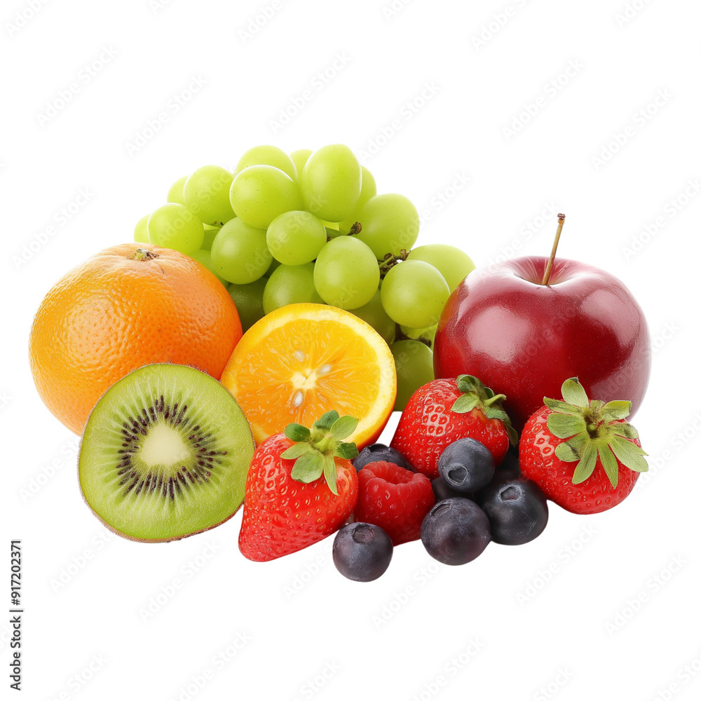 Fresh fruits :strawberries, apples,raspberry,blueberry, kiwi, oranges,cherries,pineapple, banana and grapes isolated on a transparent background. Fresh fruits :strawberries, apples,raspberry,blueberry, kiwi, oranges,cherries,pineapple, banana and grapes isolated on a transparent background.