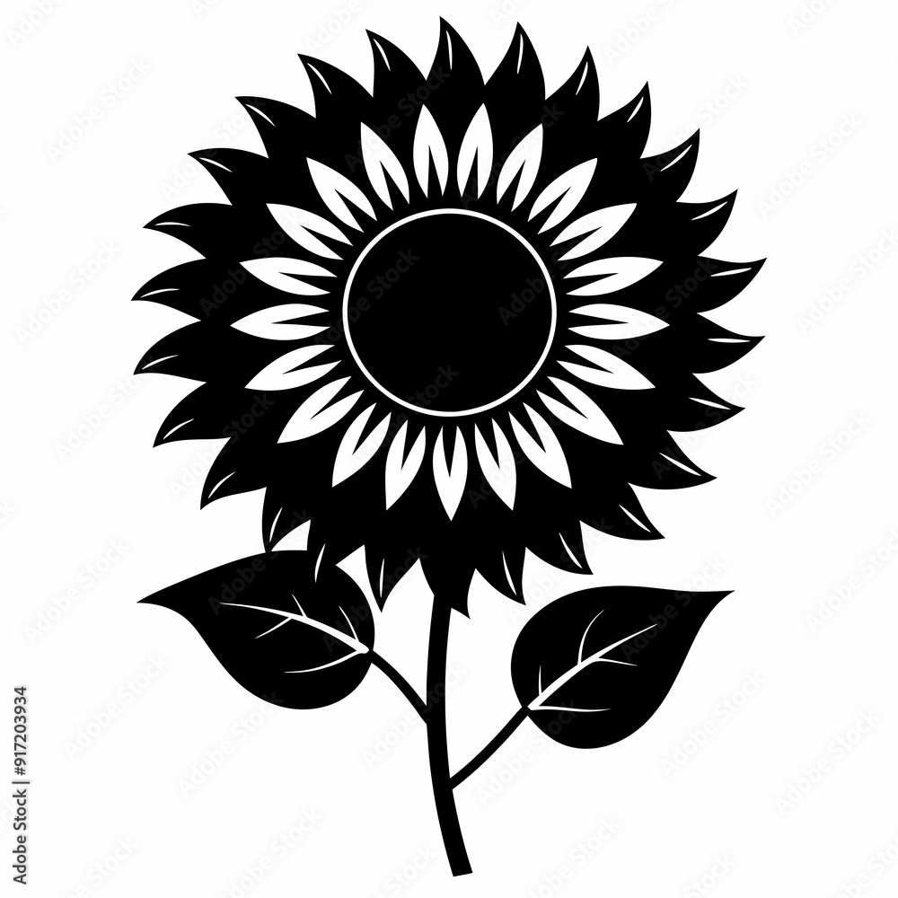Fototapeta premium Sunflower Black silhouette