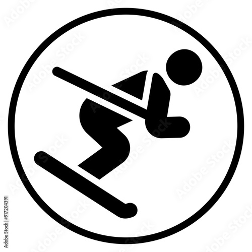 skiing glyph icon