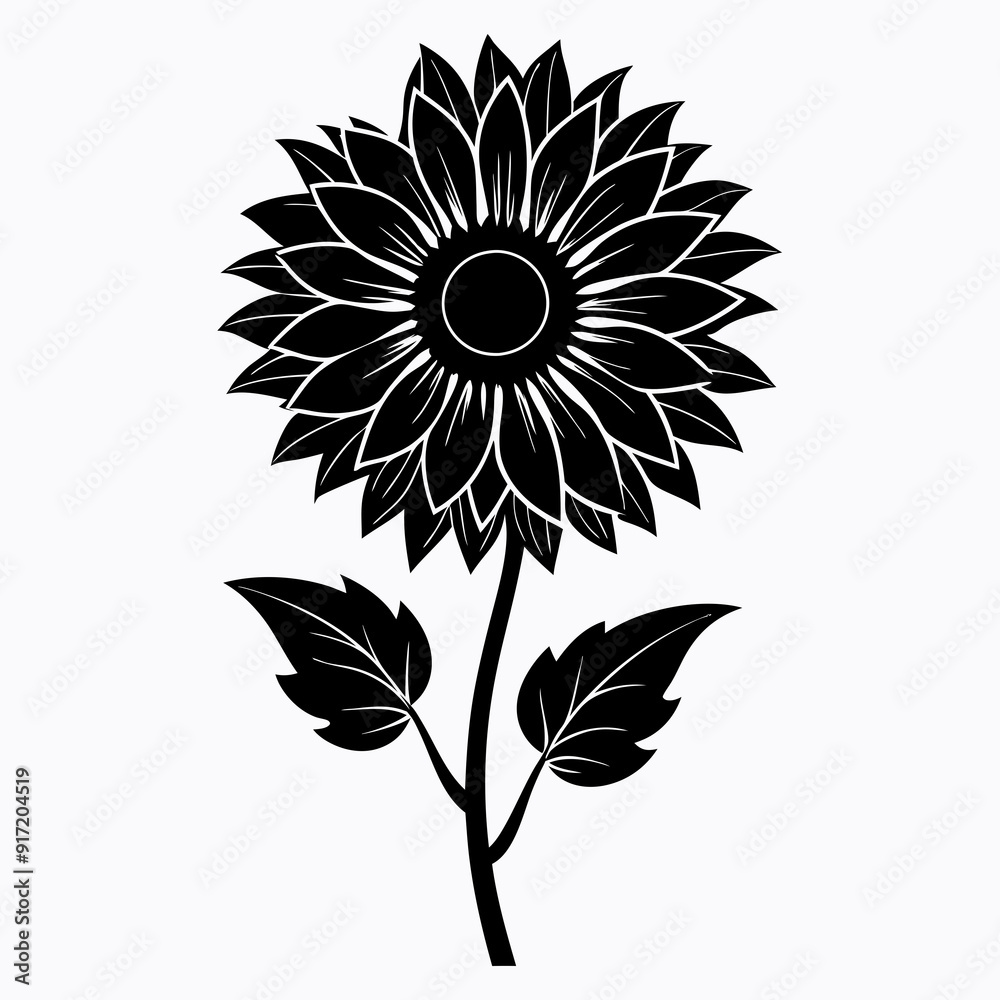Sunflower Black silhouette Sunflower Black silhouette