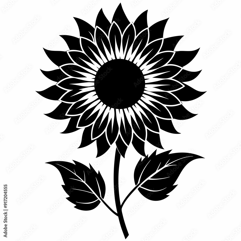 Sunflower Black silhouette Sunflower Black silhouette