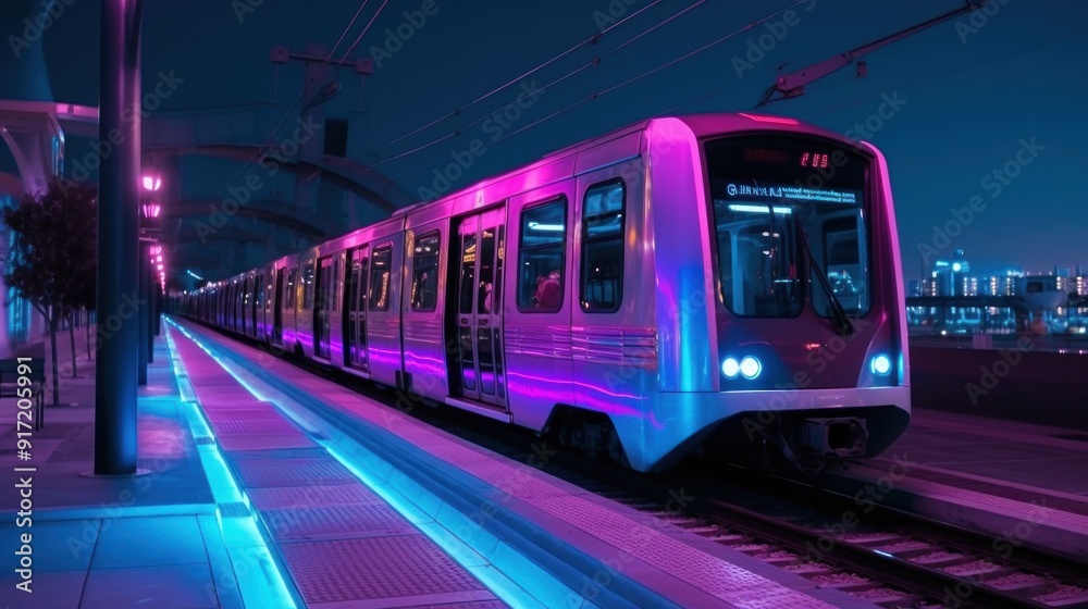 Naklejka premium Train Station at Night