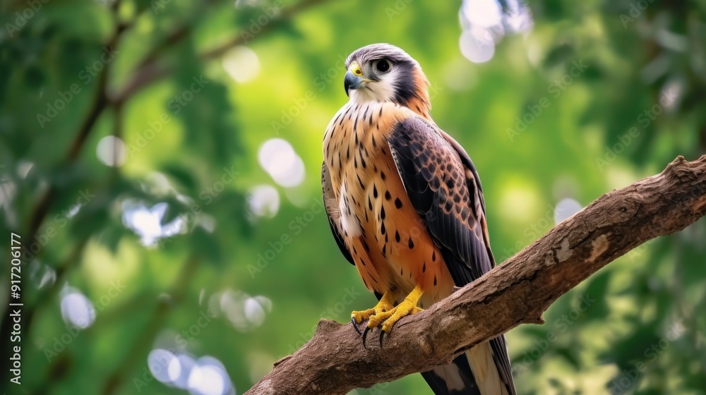 Close-up of a Beautiful Falcon Perched on a Branch Close-up of a Beautiful Falcon Perched on a Branch