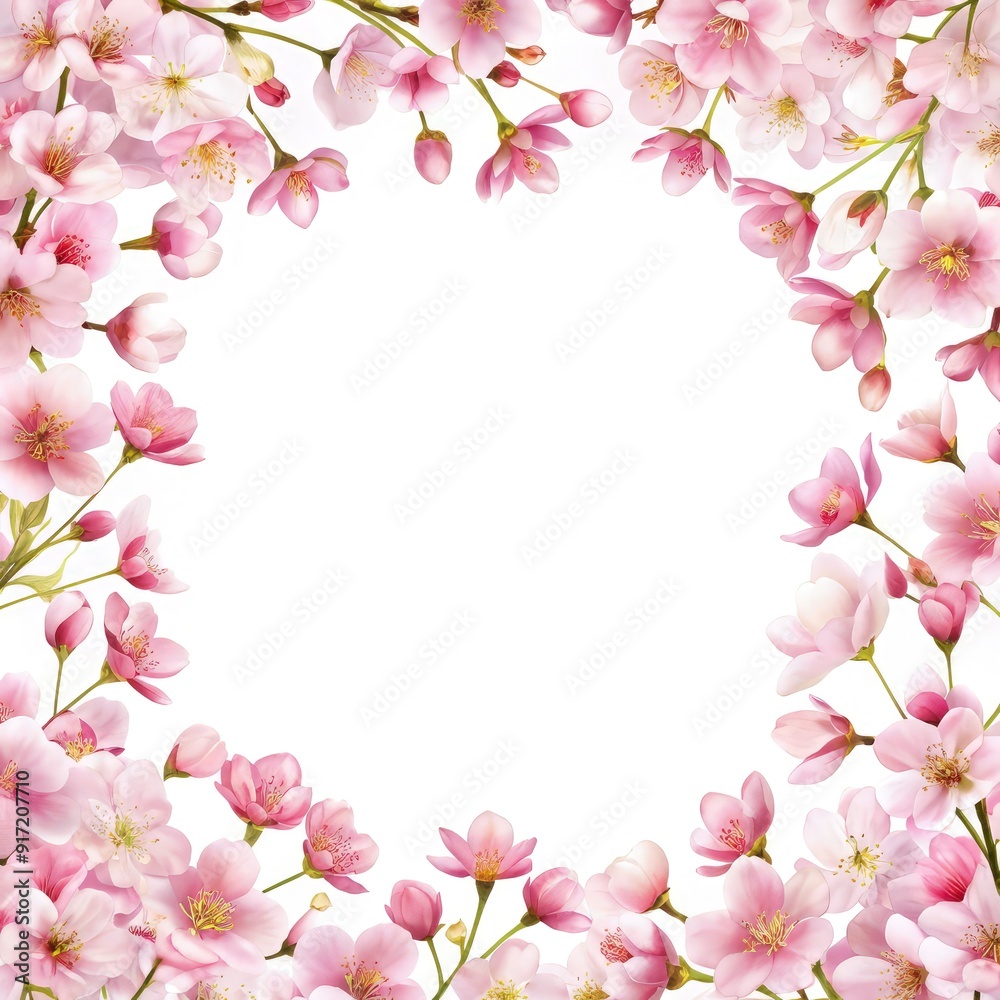 Cherry blossom flowers framing a standard scale with a clear background in springtime. Generative AI Cherry blossom flowers framing a standard scale with a clear background in springtime. Generative AI