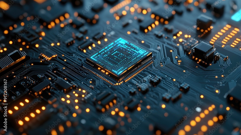Glowing digital circuit board with cyber effects Glowing digital circuit board with cyber effects