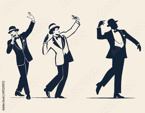 A man dancing Charleston. Pop art retro style illustration 
