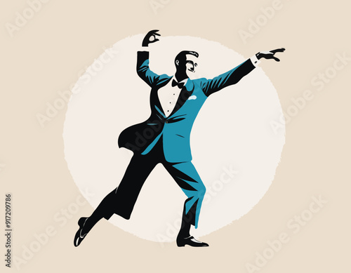 A man dancing Charleston. Pop art retro style illustration 