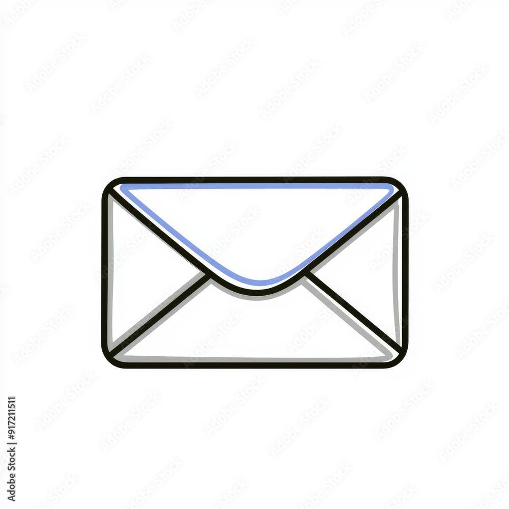Simple Envelope Icon in Black and Blue Outline Simple Envelope Icon in Black and Blue Outline