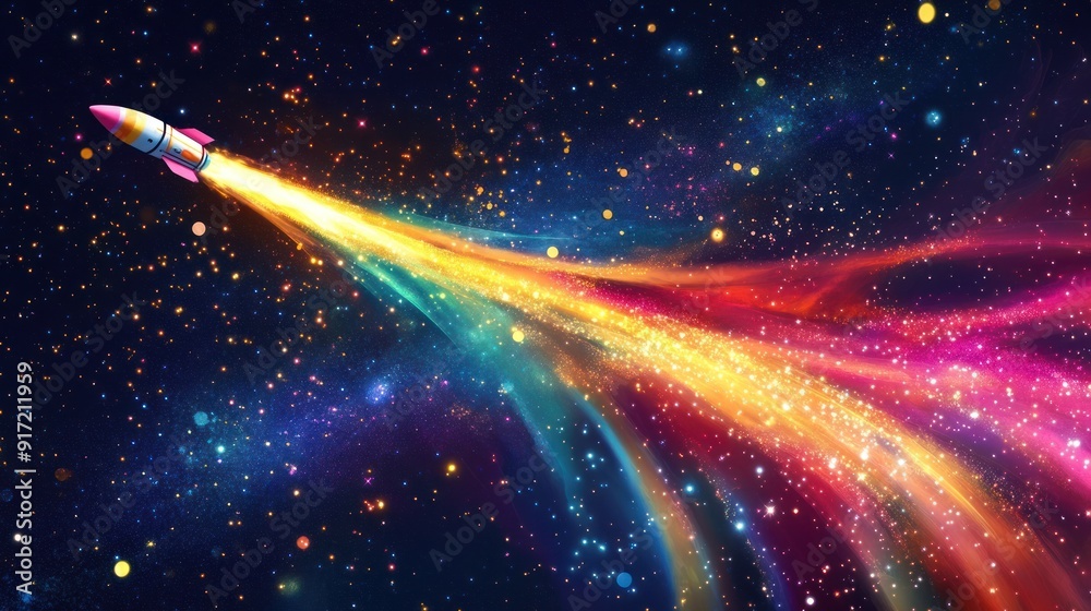Rocket Launch into a Starry Sky