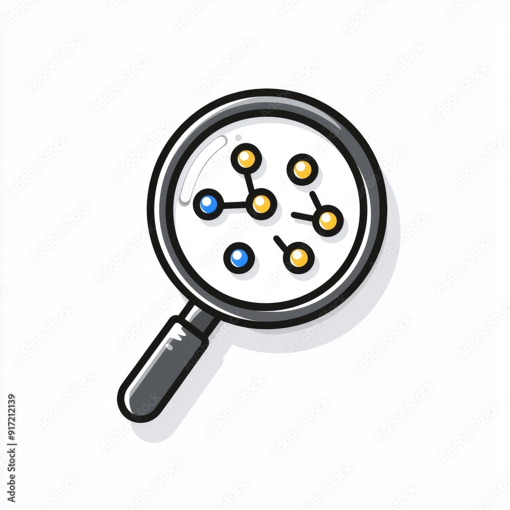 Magnifying Glass with Molecular Structure