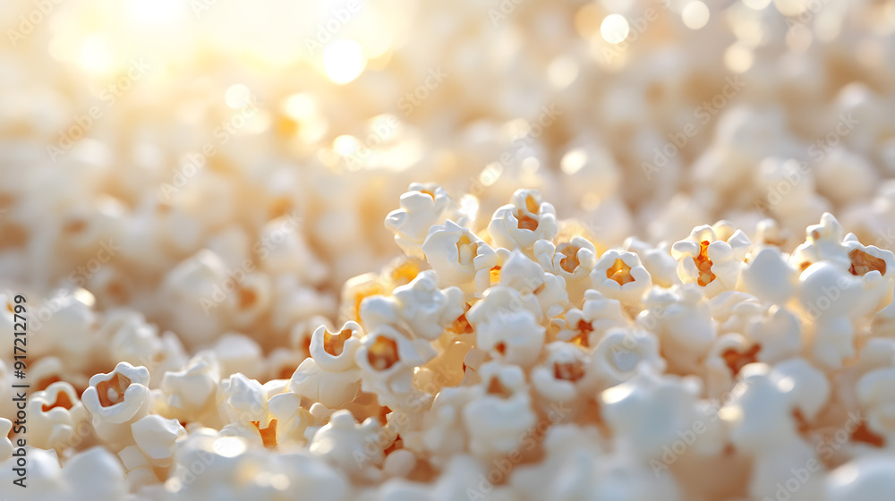 Macro shot of white popcorn kernels piled high, resembling a snowy mountain, with hints of yellow corn and salty texture Macro shot of white popcorn kernels piled high, resembling a snowy mountain, with hints of yellow corn and salty texture