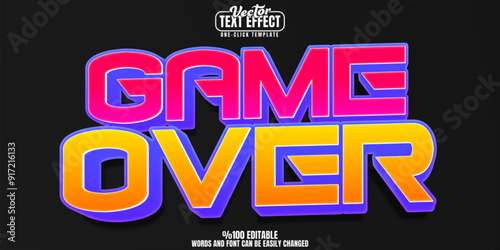 Game editable text effect, customizable over and end 3d font style