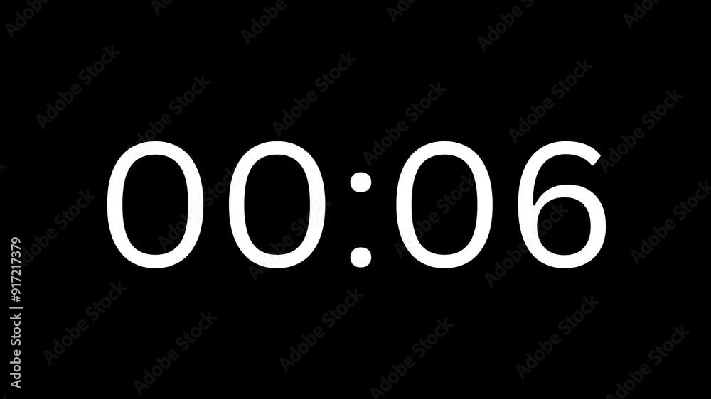 10 seconds countdown timer clock animation on black background
