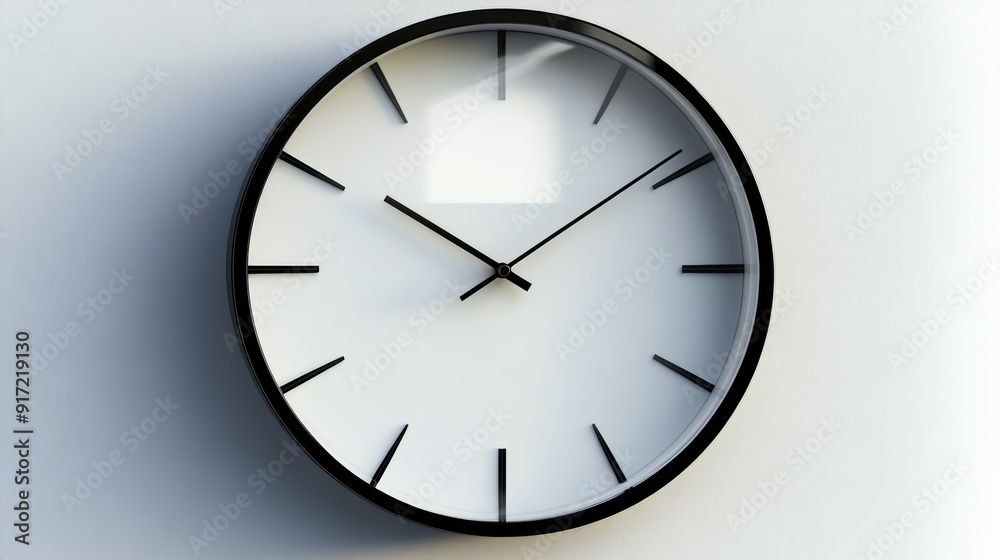 Round minimalist wall clock with black frame Round minimalist wall clock with black frame
