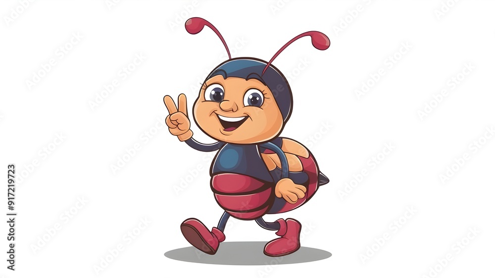 Fototapeta premium isolated vector of a cartoon ant character. Funny and adorable insect clipart. Walking with a show-stop gesture, the termite mascot is childish.